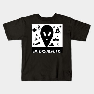 Intergalactic illustration on Black Background Kids T-Shirt